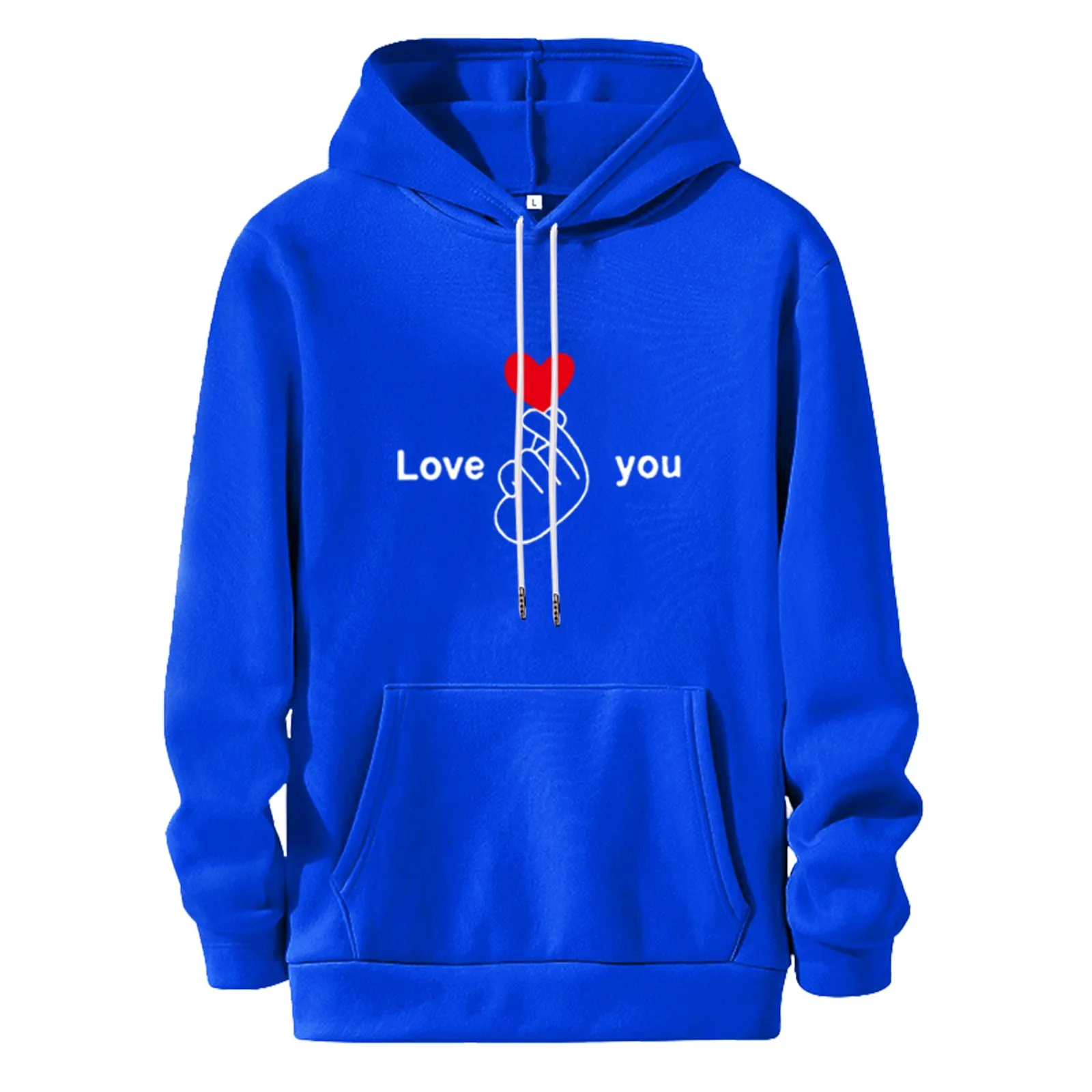 Fashion Love You Print Hooded Casual Sweatshirt Loose Pockets Tops Streetwear Female Autumn Winter Long Sleeve Womens Outerwear
