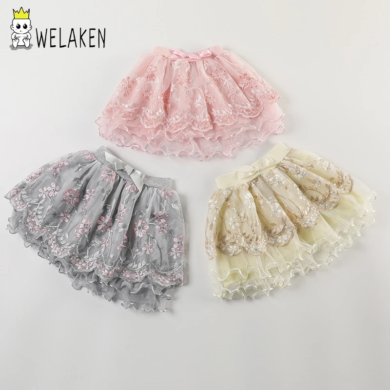 Welaken/летние юбки пачки с блестками для девочек детская одежда фатиновая юбка