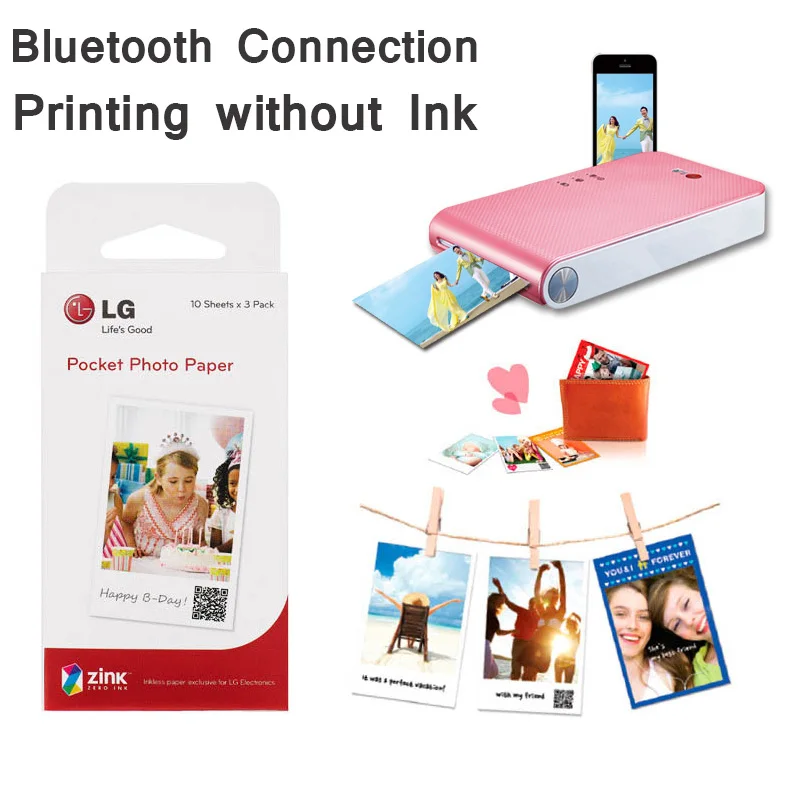 Фотобумага Zink для LG PD221 PD233 PD239 PD251 PD261 2 шт. 30 листов/коробка 5*7 6 см|Ленты принтеров| |