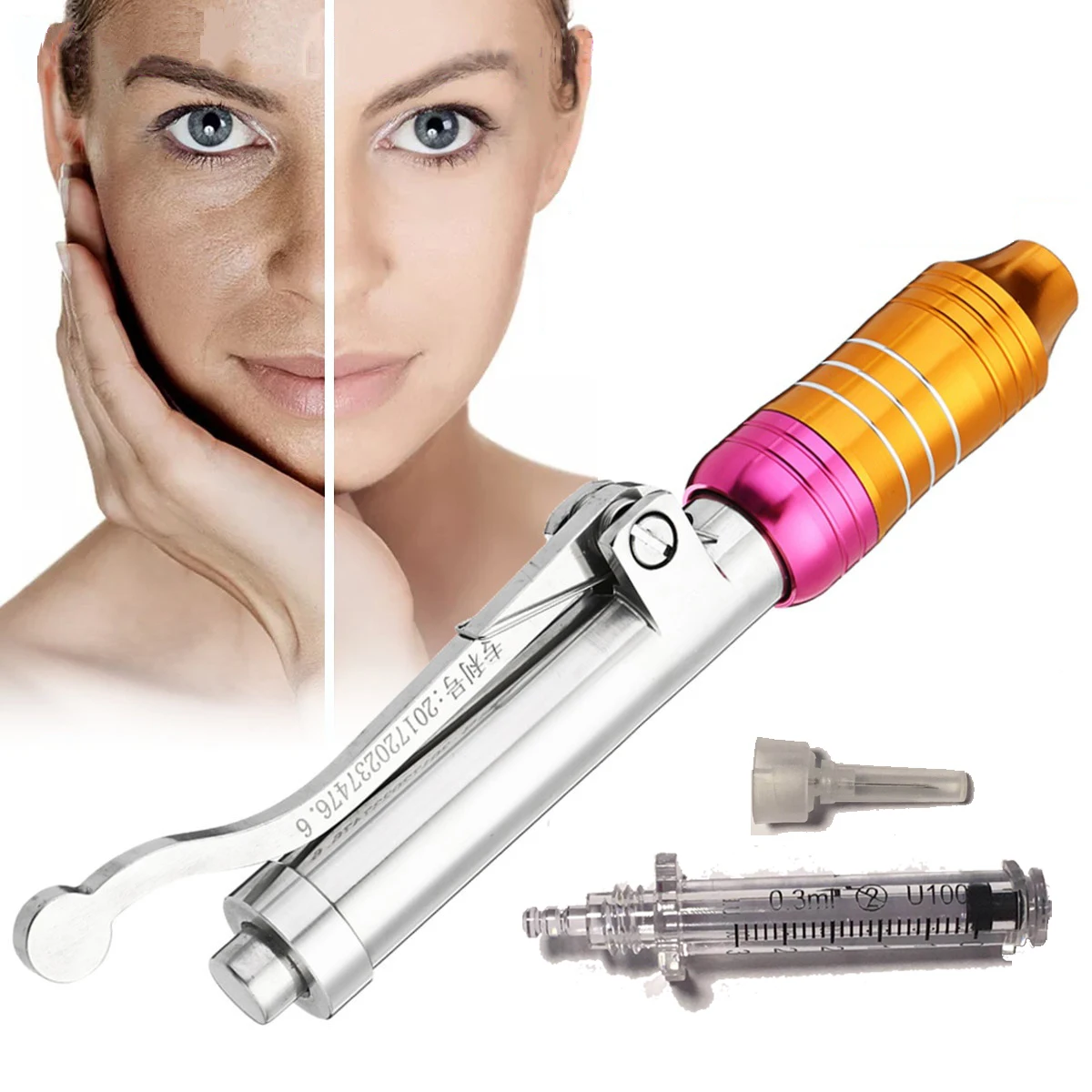 0.3 hyaluron pen kit Пистолет с гиалуроновой кислотой высокого давления, обновление, бесшумная Регулируемая кислотная ручка для защиты от морщин/подъема губ, распылитель гиалурона, ручка, пистолет - Номер модели: 0.3 hyaluron pen kit