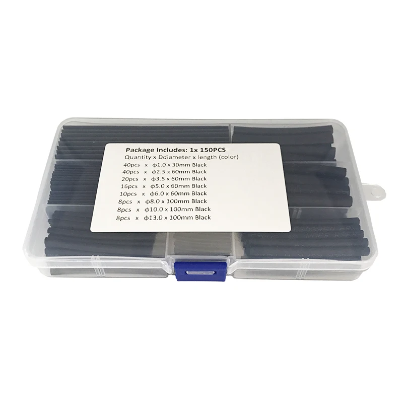 150PCS-Box-packed Многоцветный/черный полиолефин Термоусадочная трубка Termoretractil кабельный рукав провода кабель изолированный комплект трубок Термоусадочный - Цвет: 150PCS-Box-packed