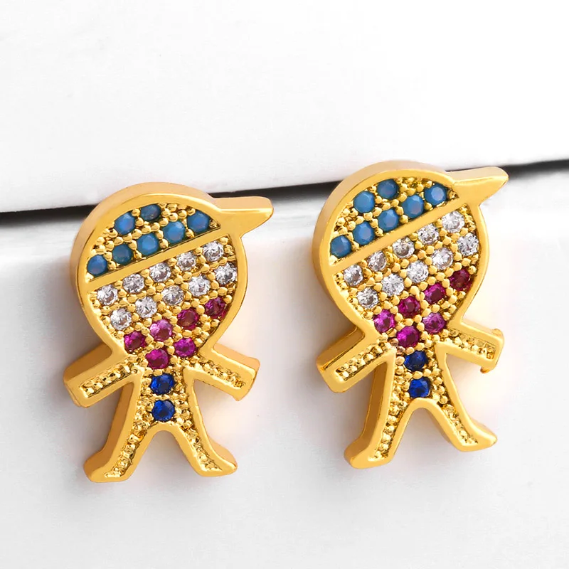 Милые корейские серьги гвоздики с кубическим цирконием для мальчиков и девочек