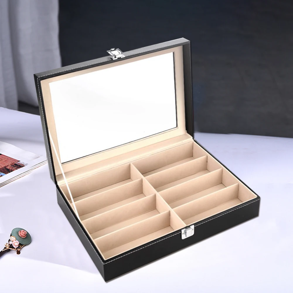

Leather Sunglasses Organizer Eyeglasses Eyewear Display Case Storage Holder Box