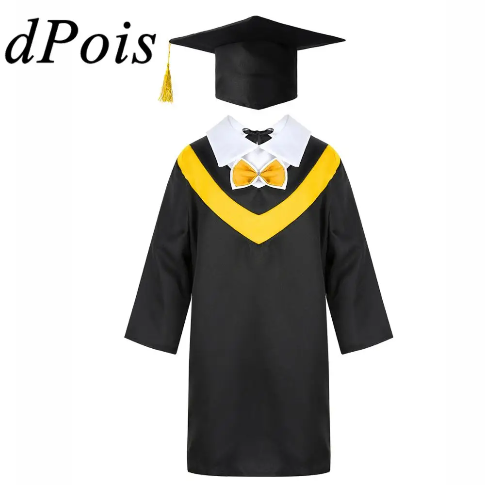 

Kids Boys Girls Preschool Primary School Graduation Gown with Tassel Cap Children Student Uniform Kid Role Play Costume Dress up