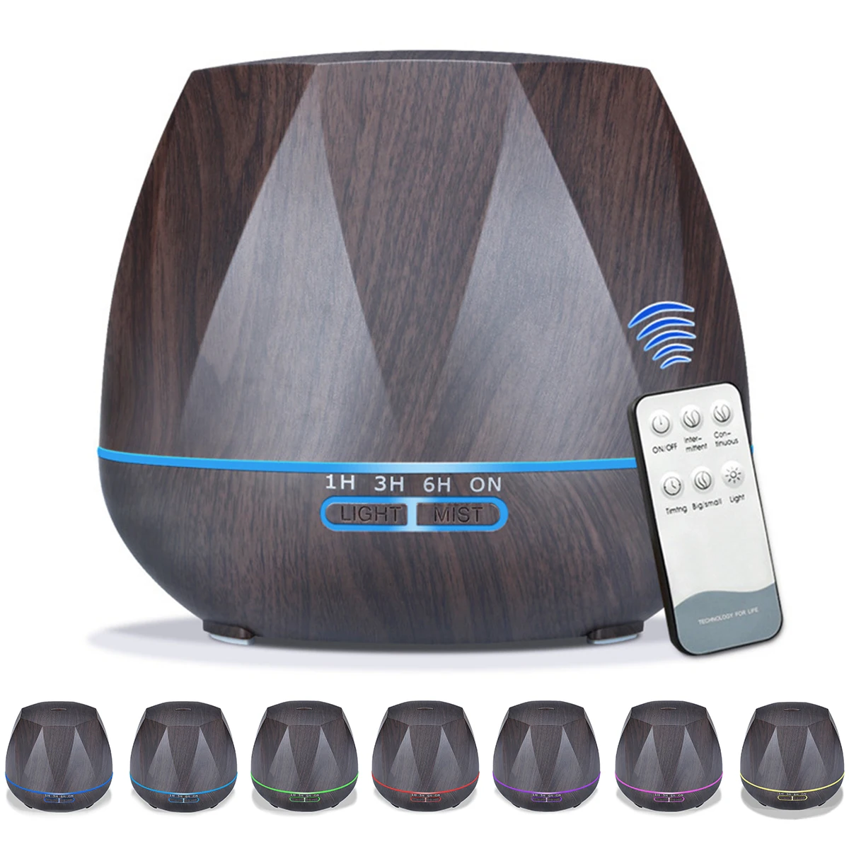 

500ML Essential Oil Diffuser 3 Timer Setting Aroma Diffuser Humidifier with Remote Control with colorful breathing mood light