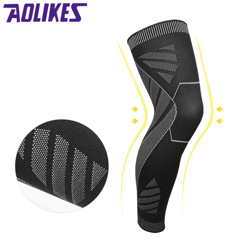 AOLIKES 1 шт. эластичное плетение бесшовное колено поддержка Скоба длинные компрессионные гетры для велоспорта Леггинсы для бега фитнеса