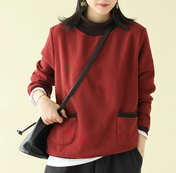 Женские свободные флисовые толстовки повседневные теплые кофты в стиле ретро с