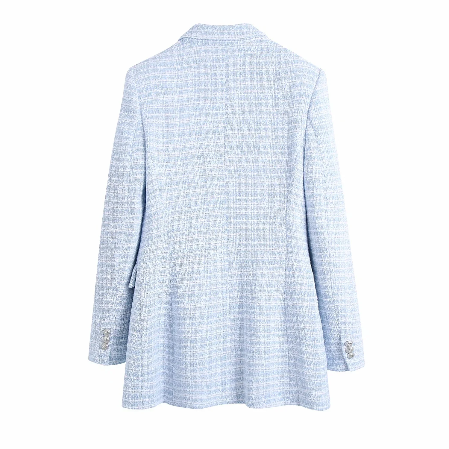 

Fashion Casual Double Breasted Tweed Women Blazer Coat 2021 New Long Spring Autumn Jackets Coats Female Chic Office Lady Tops