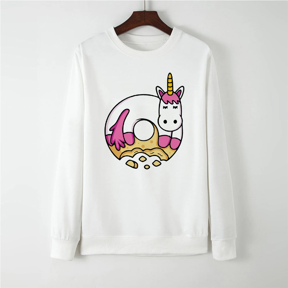 

Women High Brand Spring Autumn Hoodies Donuts Unicorn Printed Korean Trend Sweatshirt Ropa Mujer Crewneck Long Sleeve Pullover