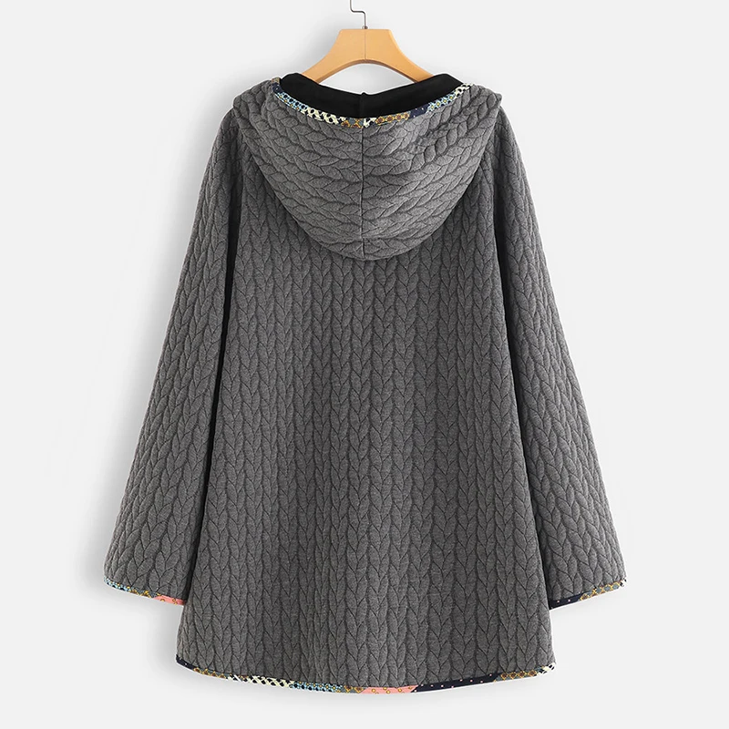 Женская Теплая Повседневная Свободная куртка с капюшоном пальто большого