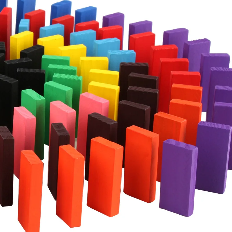 

60Pcs/Set Wooden color Domino Blocks Set Game Building and Stacking Toy Blocks Dominoes Games Educational Toys gift Children YJN