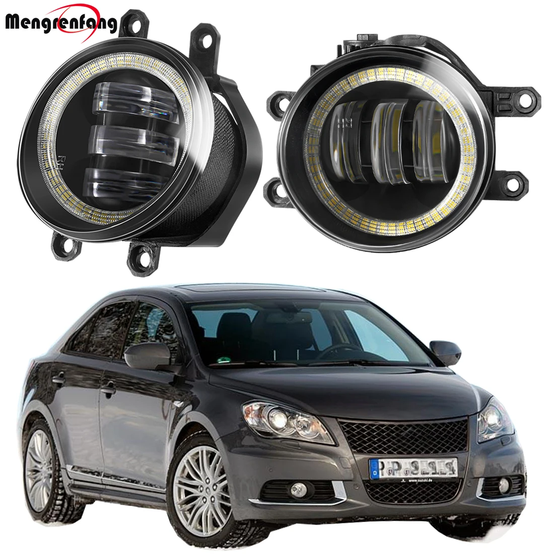 

2 X Car Front Bumper Fog Light Assembly LED Angel Eye Fog Daytime Running Lamp DRL 12V For Suzuki Kizashi (FR) Sedan 2010-2016