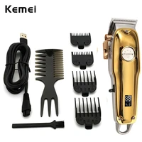kemei professional barber cordless hair clippers for men hair beard trimmer adjustable lcd display cutting grooming haircut kit