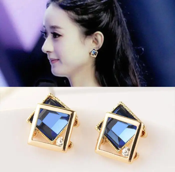 earring bl s BYSPT, длинные ожерелья и кулоны для женщин, колье для женщин, геометрическое массивное ожерелье макси, модное ювелирное изделие с кристаллами - Окраска металла: earring bl s