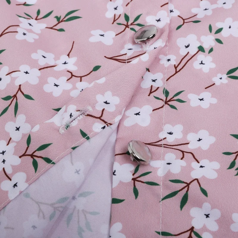 

Women's Summer Ruffled Short-Sleeve Print Slim Women's Shirt