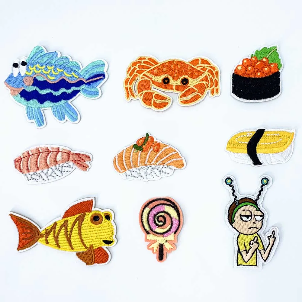 Нашивки с вышивкой подводного мира цветные нашивки товары для шитья одежды