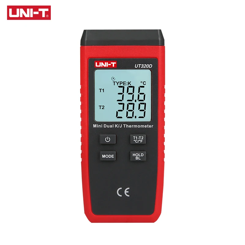 

UNI-T UT320D Mini-Contact Thermometer, Dual-Channel K/J Thermocouple Thermometer Data to Keep Off Automatically
