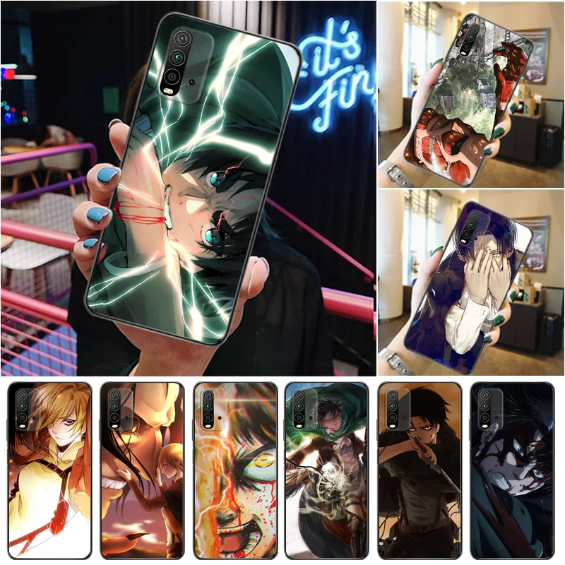 

Attack On Titan Eren Jager Armin Arlert Levi Mikasa Ackerman Phone Case For Xiaomi Redmi 9 9T 9A Pro Cases Funda Coque