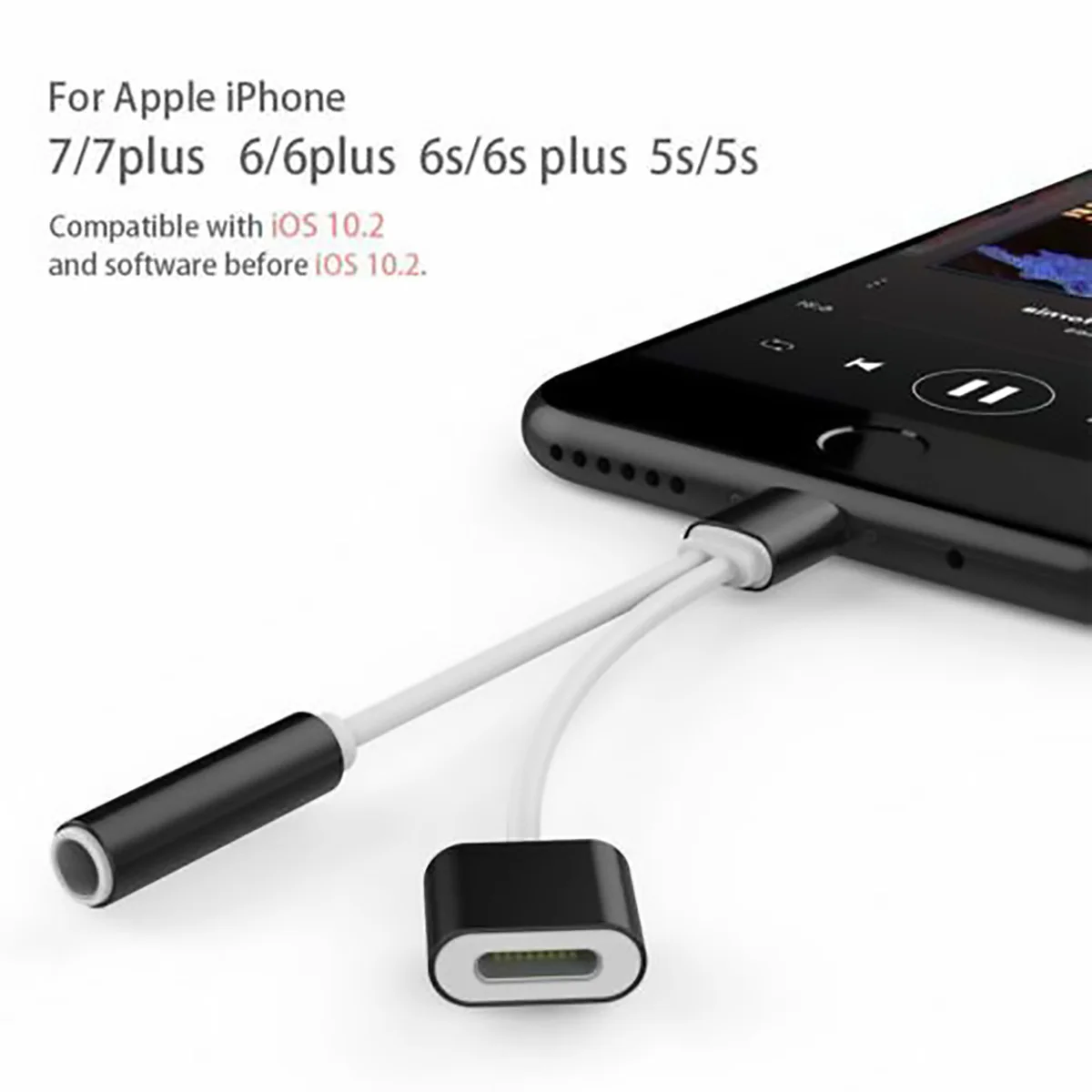 2 в 1 освещение зарядное устройство прослушивание адаптер для iphone X 7 Зарядка адаптер 3,5 мм разъем разветвитель AUX адаптер для iphone IOS 12