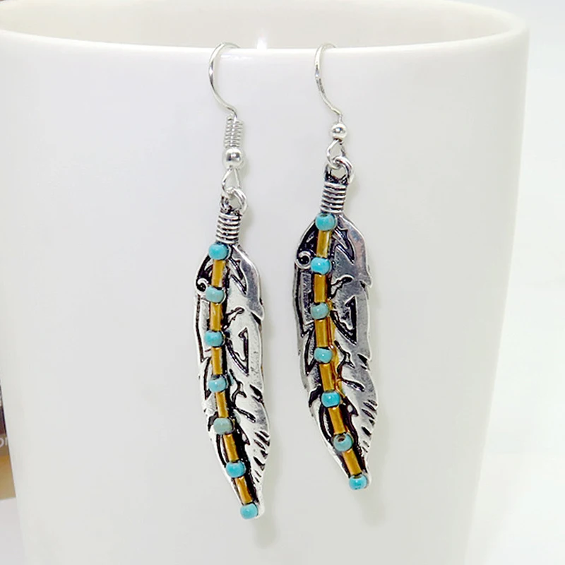 Винтажные длинные кисточки модные серьги с листьями этнические богемные большие