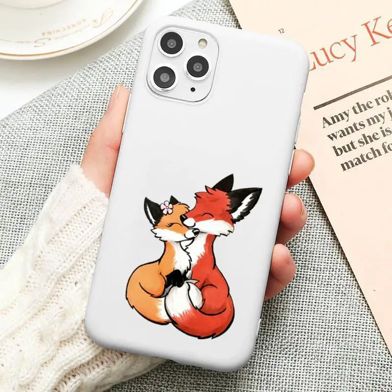 

fox cartoon cute animal Phone Case Candy Color for iPhone 6 6S 7 8 11 12 XS X SE 2020 XR mini pro Plus MAX funda