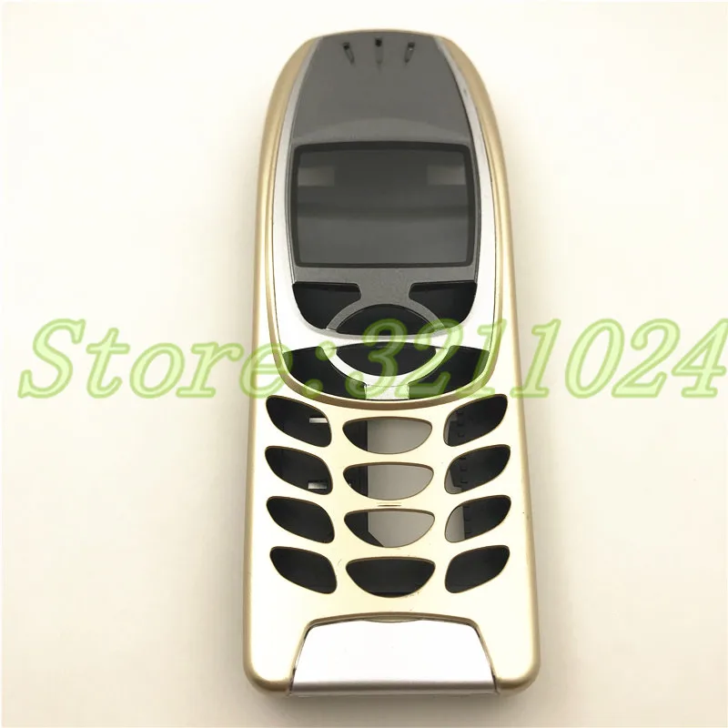 Gold 10 шт. Новинка для Nokia 6310i чехол Корпус 6310 Батарейная дверь средняя рамка Передняя рамка Замена части(без клавиатуры)+ логотип - Цвет: Gold