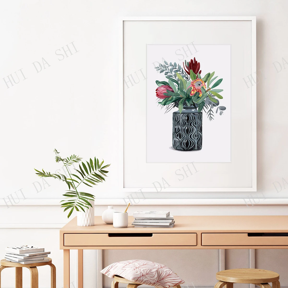 Протеас и австралийские родные цветы в Западной Германии ваза Акварельная стена