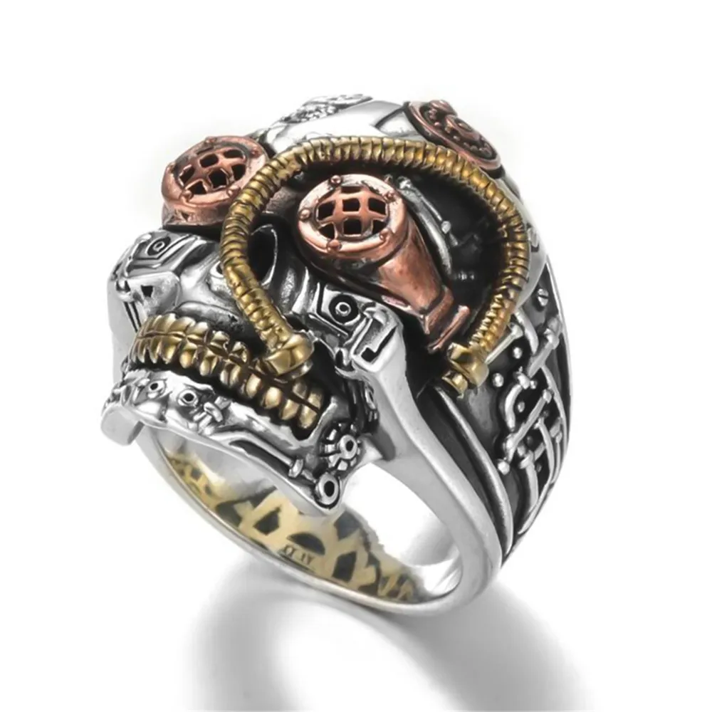 

Men Stainless Steel Vintage Hip Hop Skull Rings For Men Steampunk Gothic Punk Skull Engraving Rings Rock Jewelry Accessories