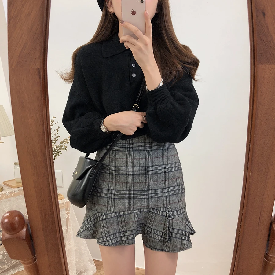 Плитка размера плюс тартан обтягивающая одежда Юбки с оборками для женщин