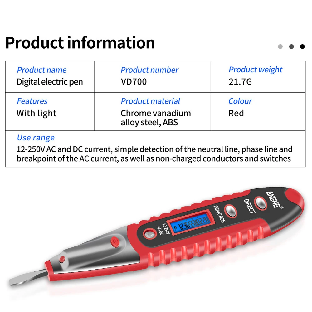 Цифровой испытательный карандаш электрический детектор напряжения ручка
