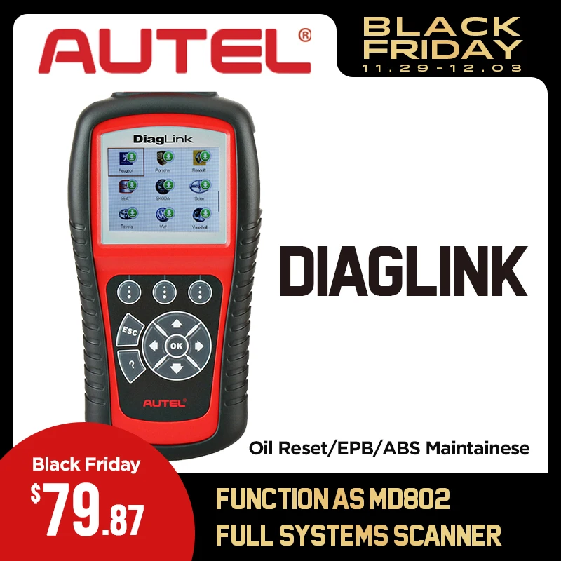 Autel Diaglink OBDII диагностический инструмент все системы OBD OBD2 сканер DIY автоматический считыватель кодов автомобильные инструменты как autel MD802 PK MD805