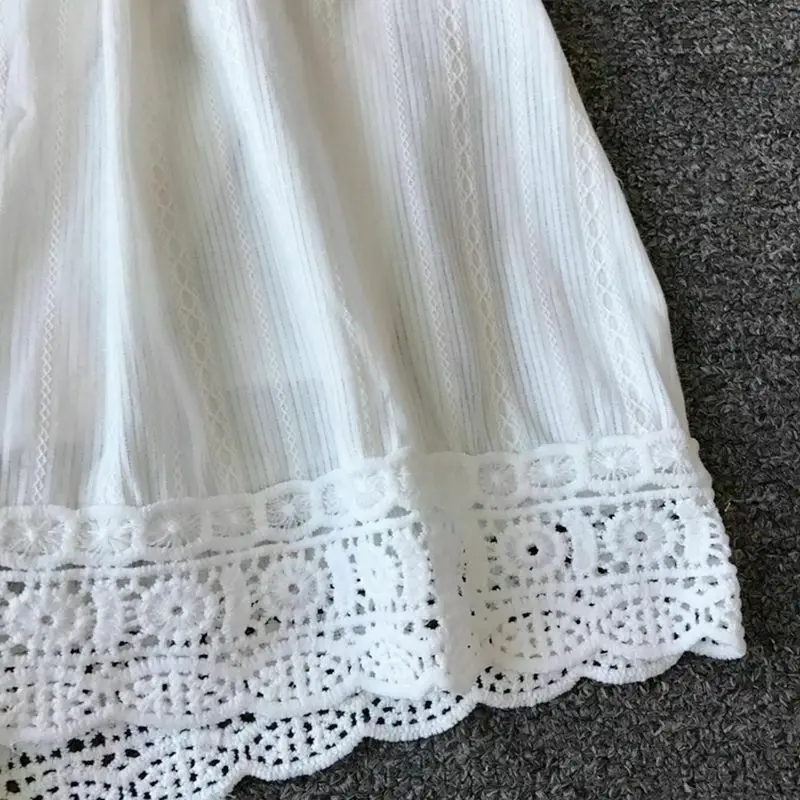 

Elegant Lace V-neck Dress Summer Women Bell Sleeve Slim Medium-Length Dress Sexy Cutout