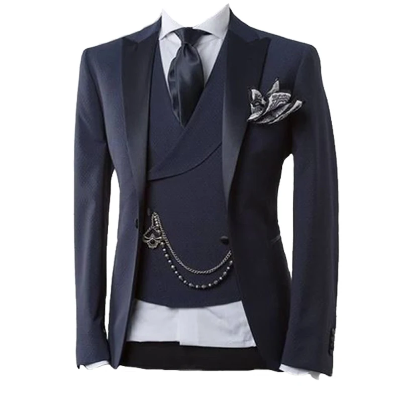 Business Modern Men Suit With Pants Slim Fit Wedding Suits For Prom Formal Tuxedo Costume Homme 3 Pieces (Jacket+Pants+Vest) | Свадьбы и
