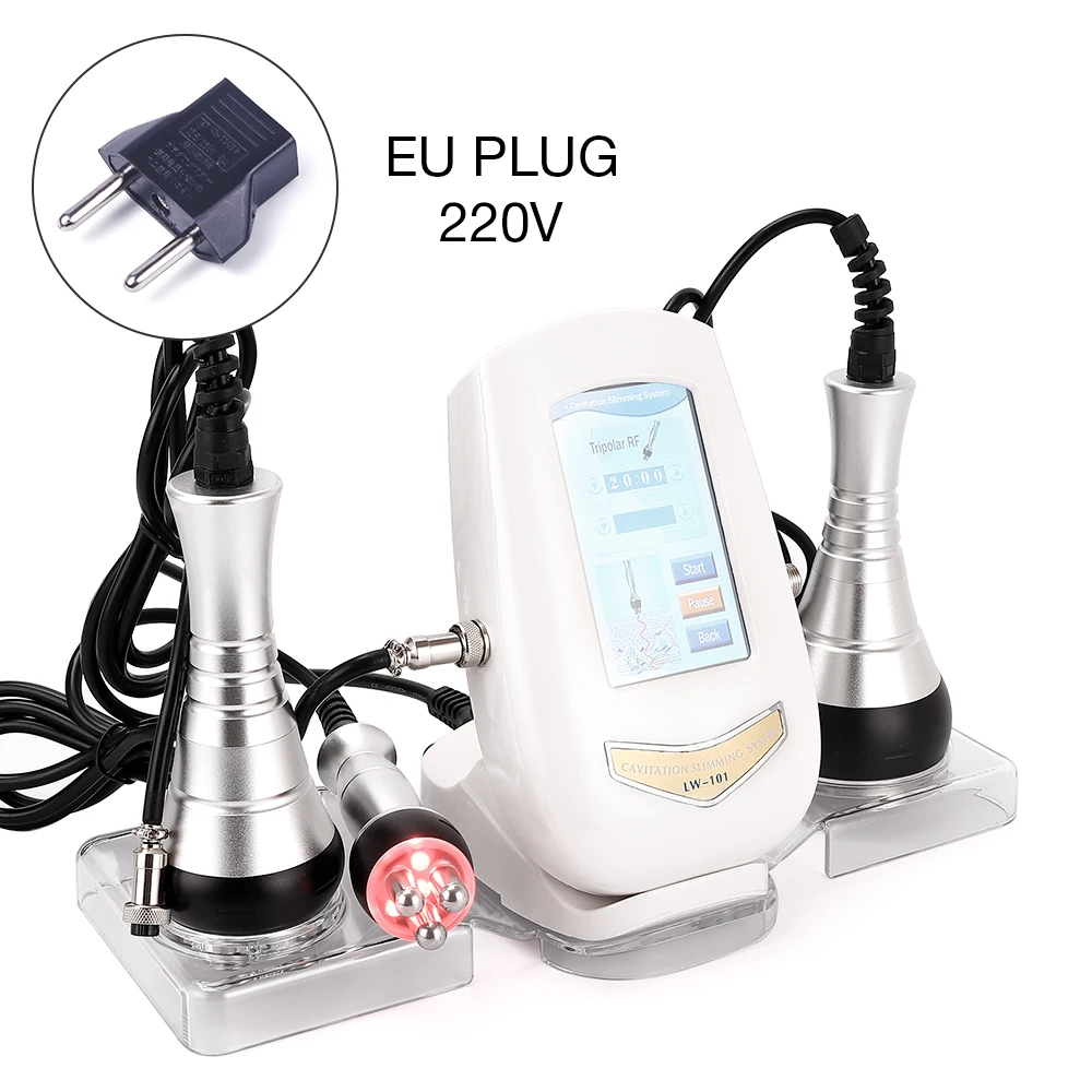 EU Plug Ультразвуковая машина для похудения, 40 K, для похудения, для похудения, омоложения кожи, красоты, мультиполярная RF, Подтягивающая кожу, против морщин - Цвет: EU Plug
