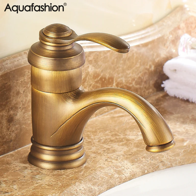 Смеситель для раковины из античной латуни смеситель ванной комнаты с одной