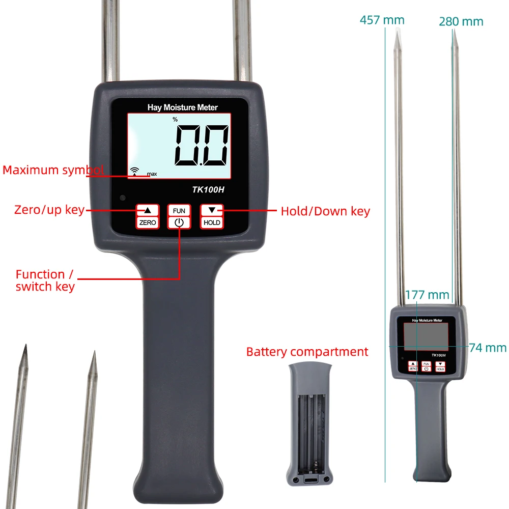 TK100H Portable Hay Moisture Meter for Cereal Straw Bran Forage Grass Leymus Chinensis Emperor Bamboo Testing Fibre 20%OFF | Инструменты