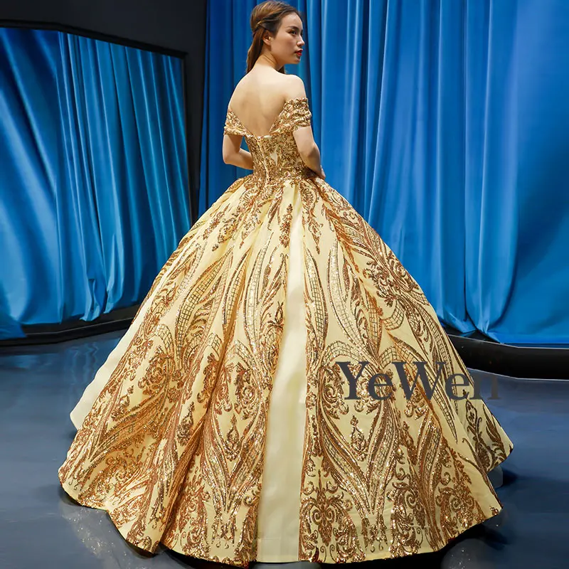 Роскошное Золотое вечернее платье платья для особых случаев длинное модное