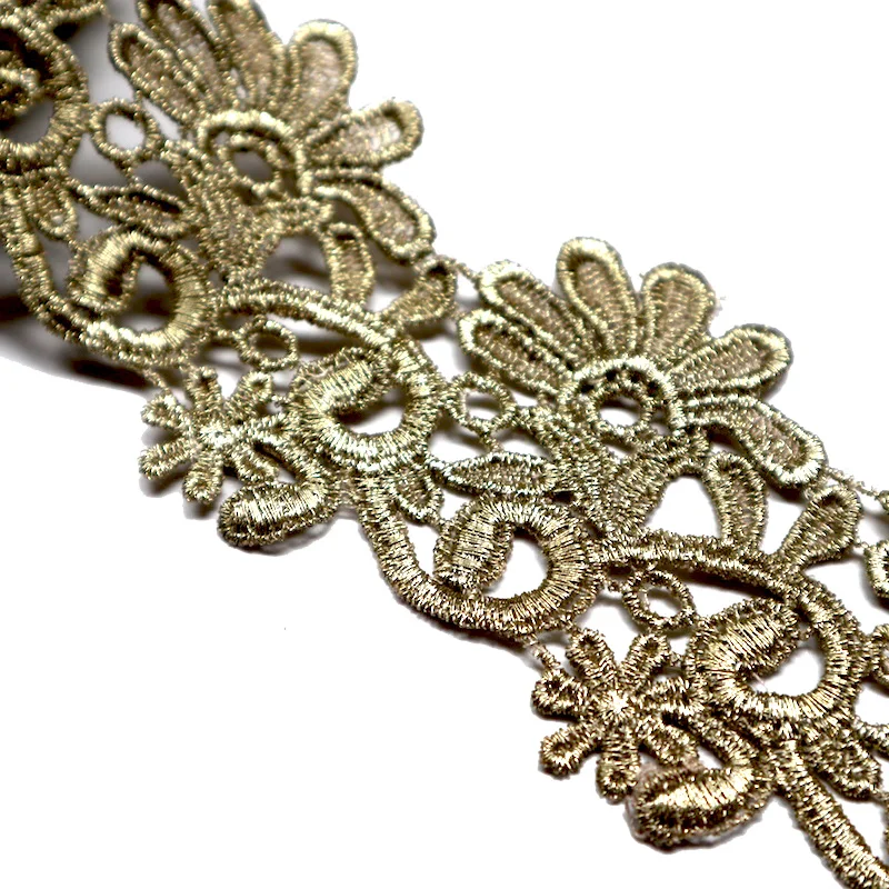 3 ярдов/партия 7 см Ширина Декор в виде золотистых металлических кружевной