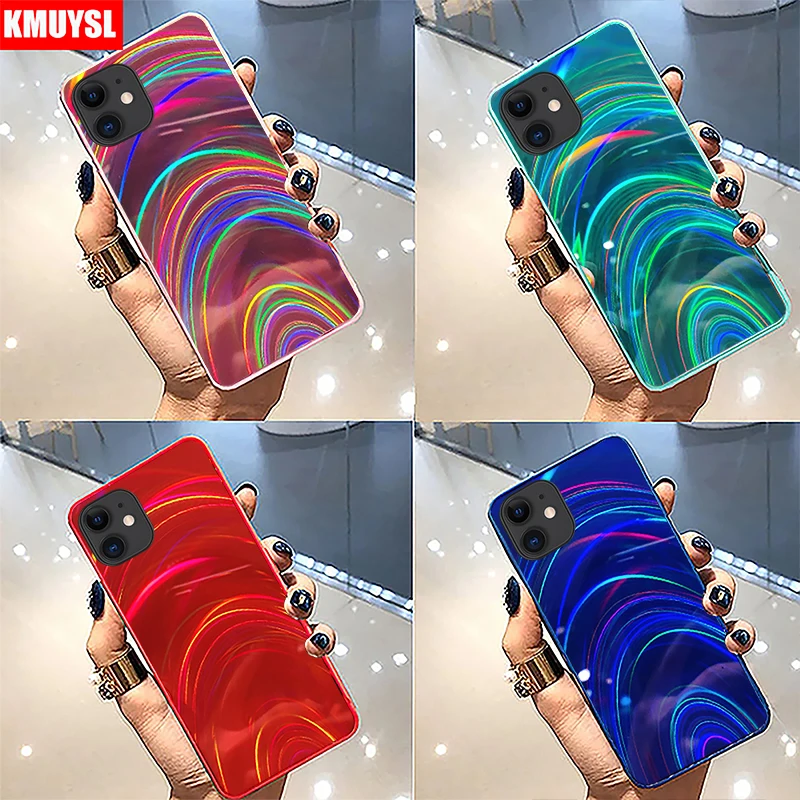 Радужный 3D зеркальный чехол для iPhone 11 Pro Max 7 8 6s 6 Plus роскошный градиентный лазерный