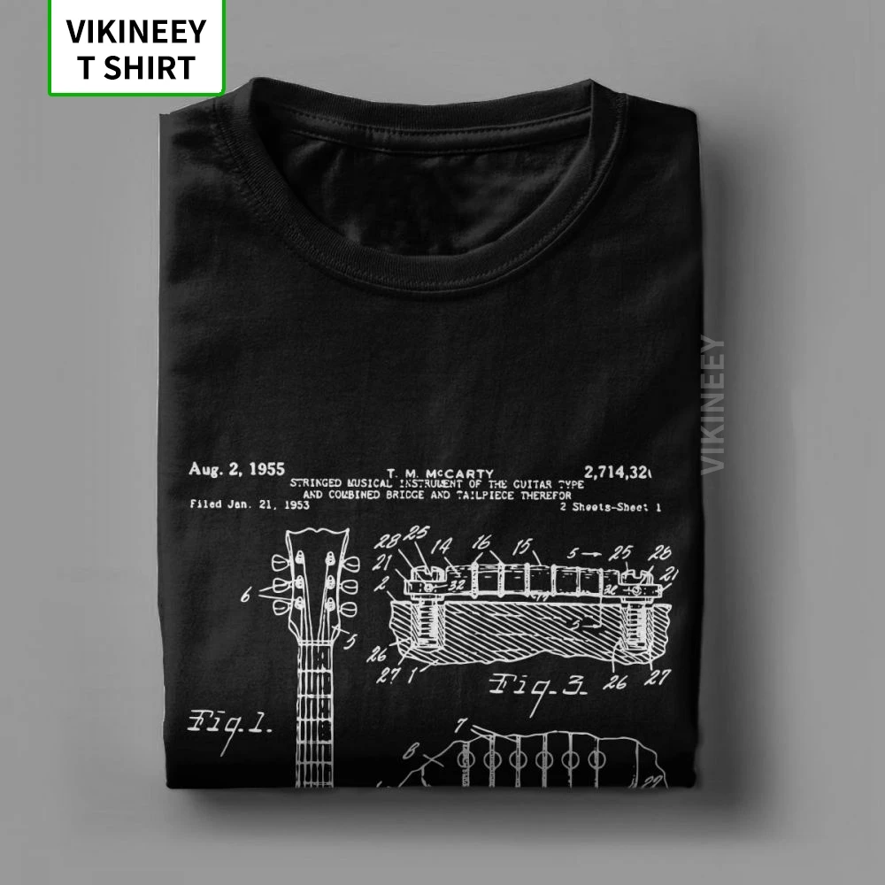 patent akustische elektrische gitarre musik männer t shirt verrückte 100 baumwolle kurze ärmel tees crew neck t shirts gedruckt tops fr