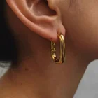 Хит продаж французские золотые шикарные круглые серьги в форме фигурного кольца женские массивные обручи геометрические медные серьги минималистский стиль