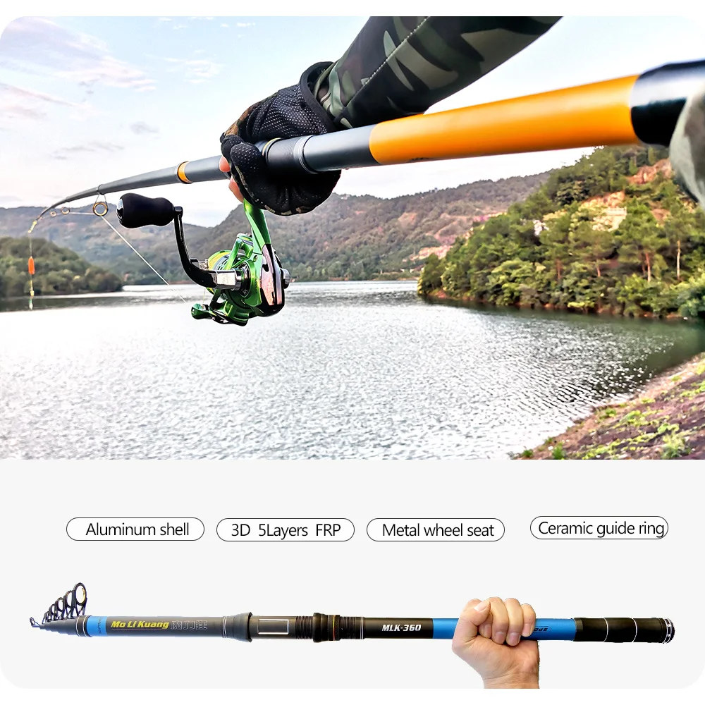 Vara de Pesca Isca de Pesca Josby Spinging Telescópica 2.4m 2.7m 3.0m 3.6m Mar Viagens Frp 2.1m 5 Cheap Varas de pescar