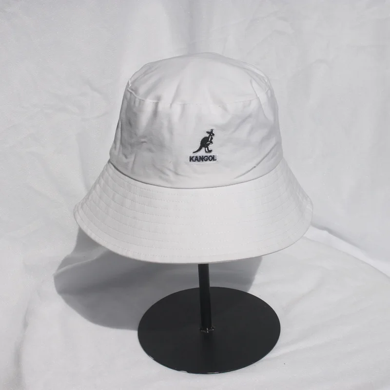 

2021 Spring Hot Quality Men Women Brand Kangaroo Bucket Hat Cotton Embroidery Street Fashion Basin Flat Top Outer Cap Kpop