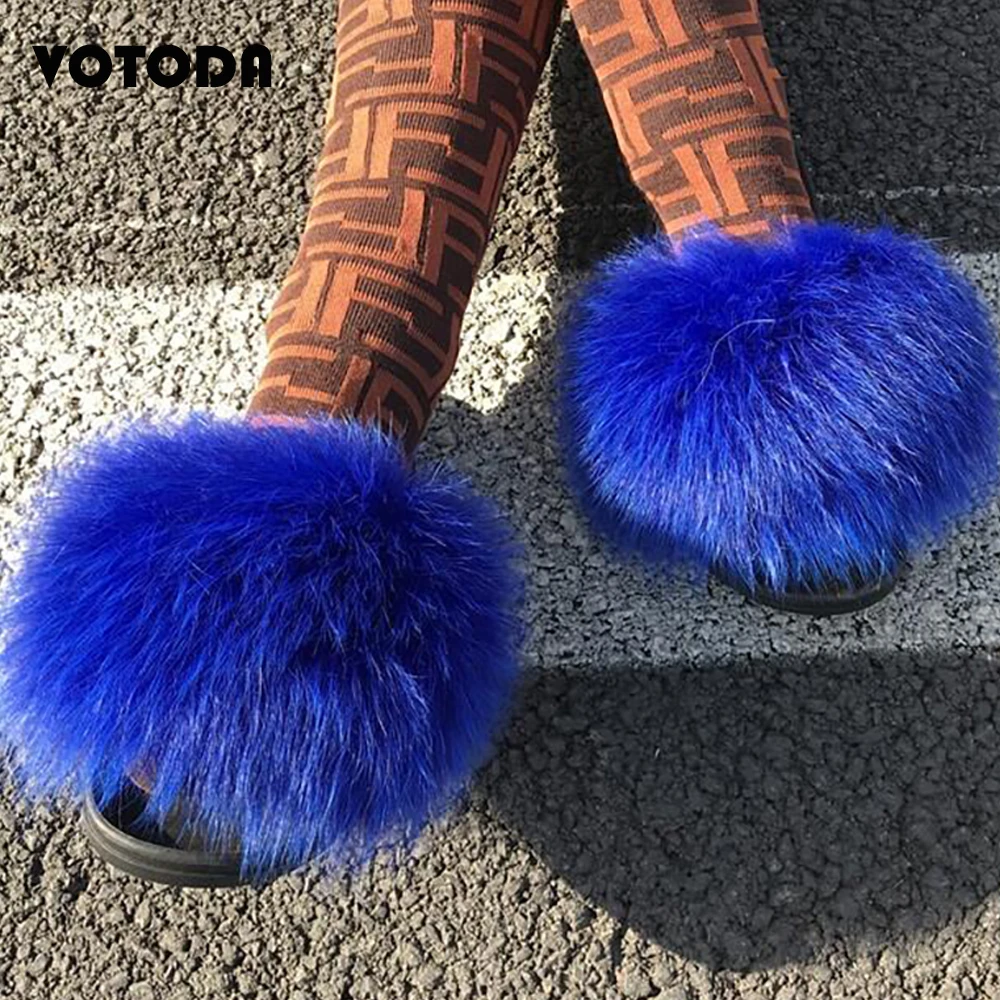 Шлепанцы женские однотонные меховые сандалии для дома и пляжа пушистые сланцы