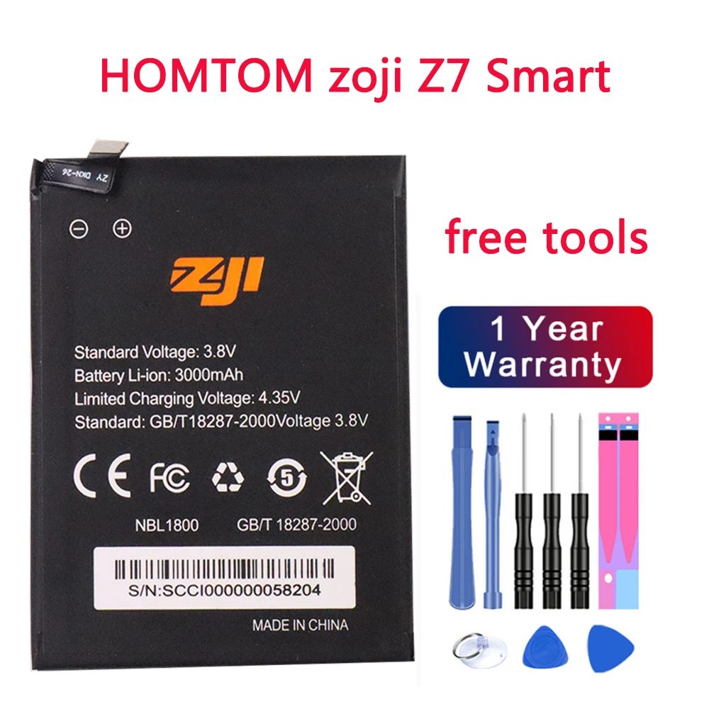 Новый 100% Оригинальный HOMTOM zoji Z7 аккумулятор 3000 мАч для смартфон Бесплатный набор