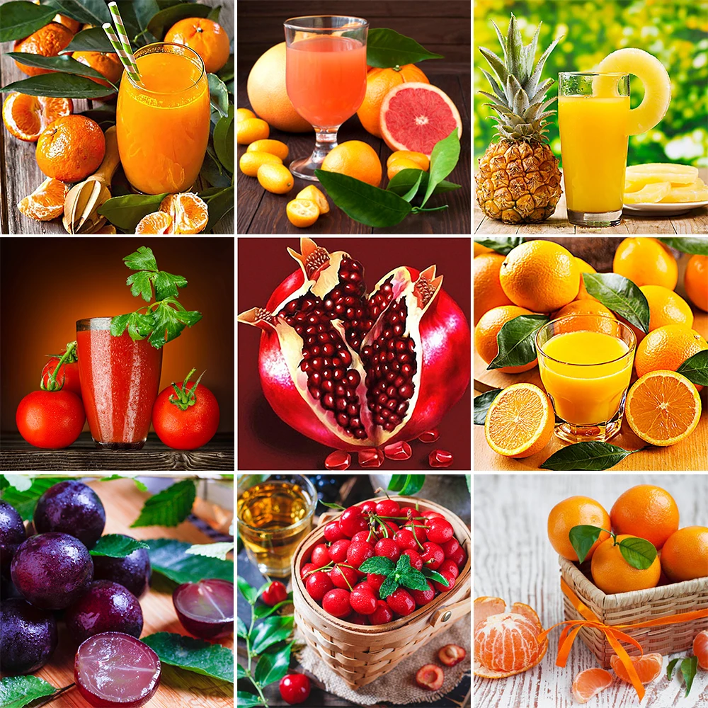 

QIZITENG Diamond Painting New Product Fruit Orange Diy Full Square Rhinestone Mosaic Strawberry Embroidery Lemon Home Decoration