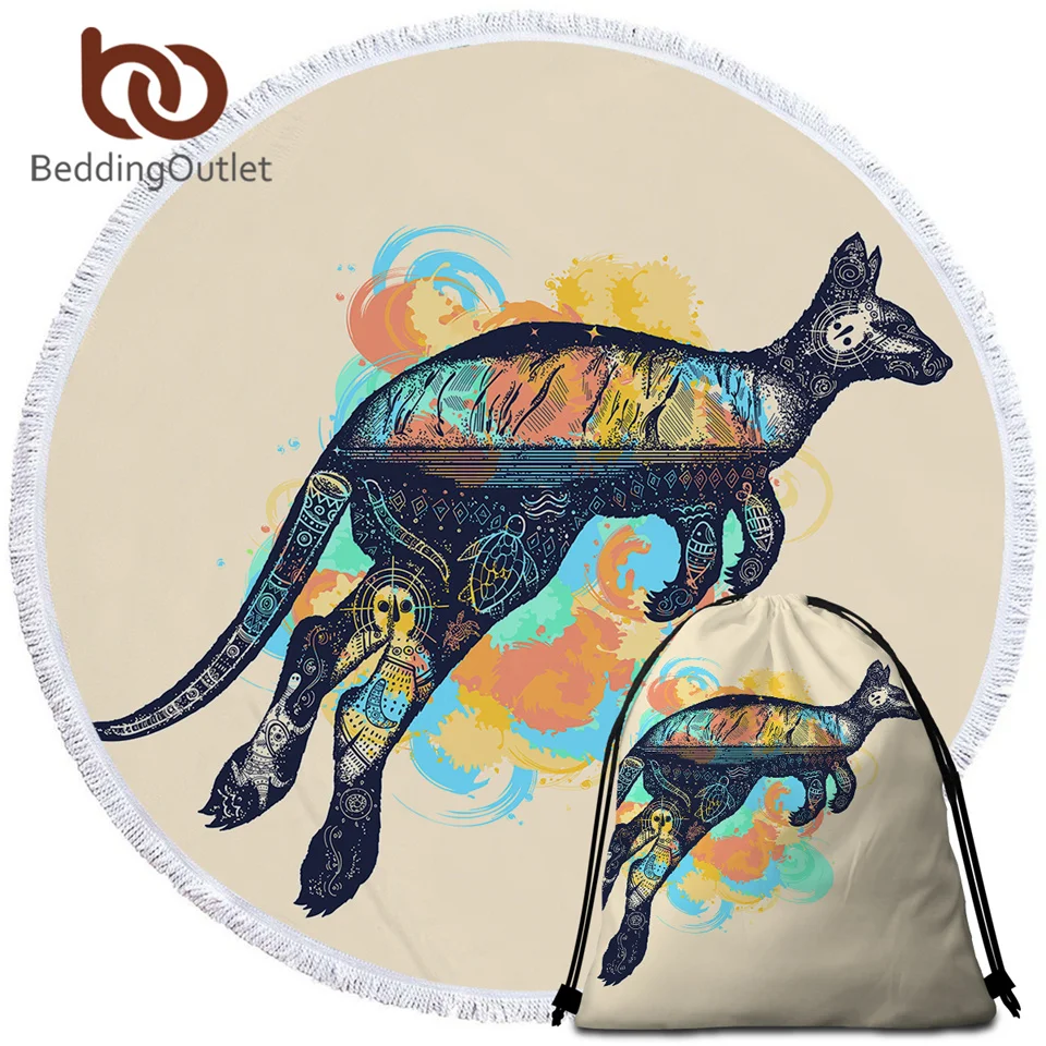 BeddingOutlet пляжное полотенце кенгуру круглое банное для взрослых с рисунком из