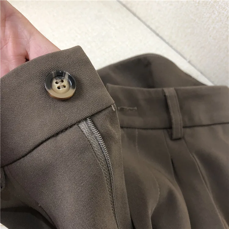 

Solid Vintage Zipper Women Pants Korean Fashion 2021 Spring Female High Waist Casual Pants Work Wear Trousers 8890 50