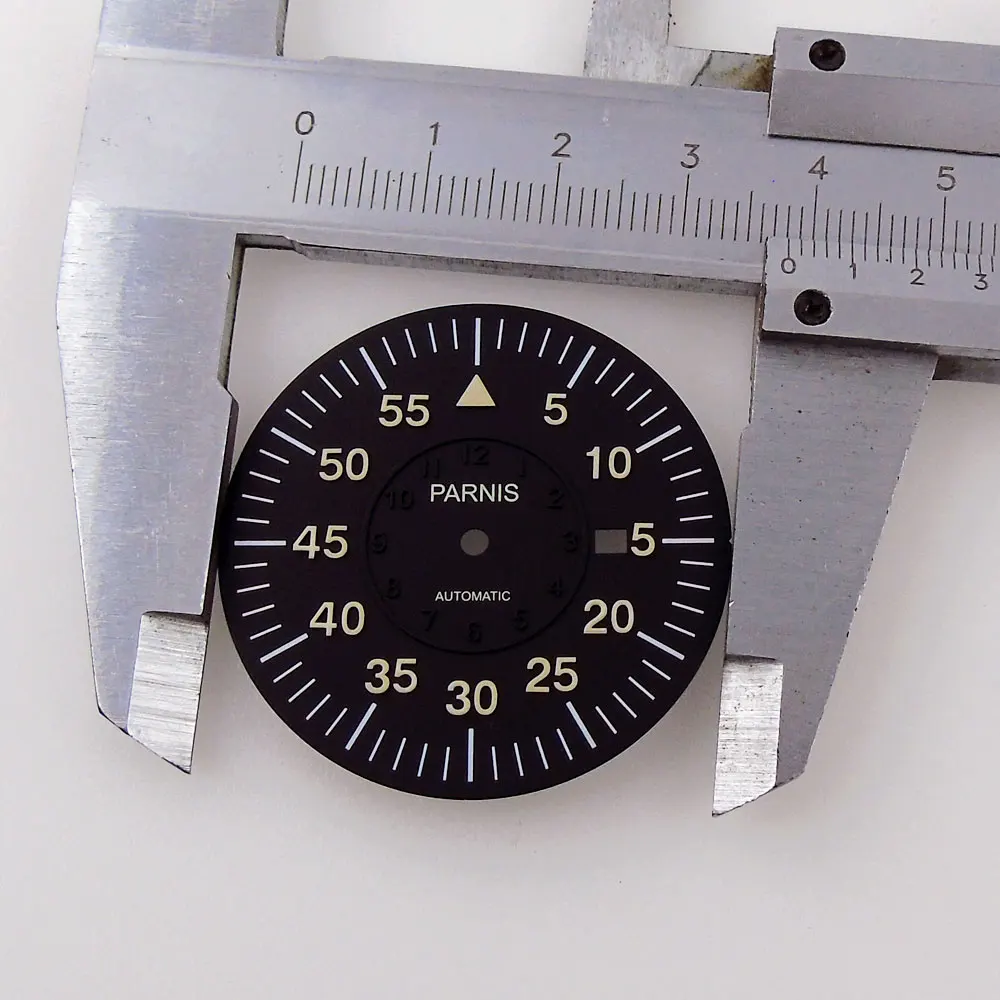 38mm Black Watch Dial+Hands Parnis Brand Date Window For Miyota 8215 821A 8205 Mingzhu/DG 2813 Movement | Наручные часы