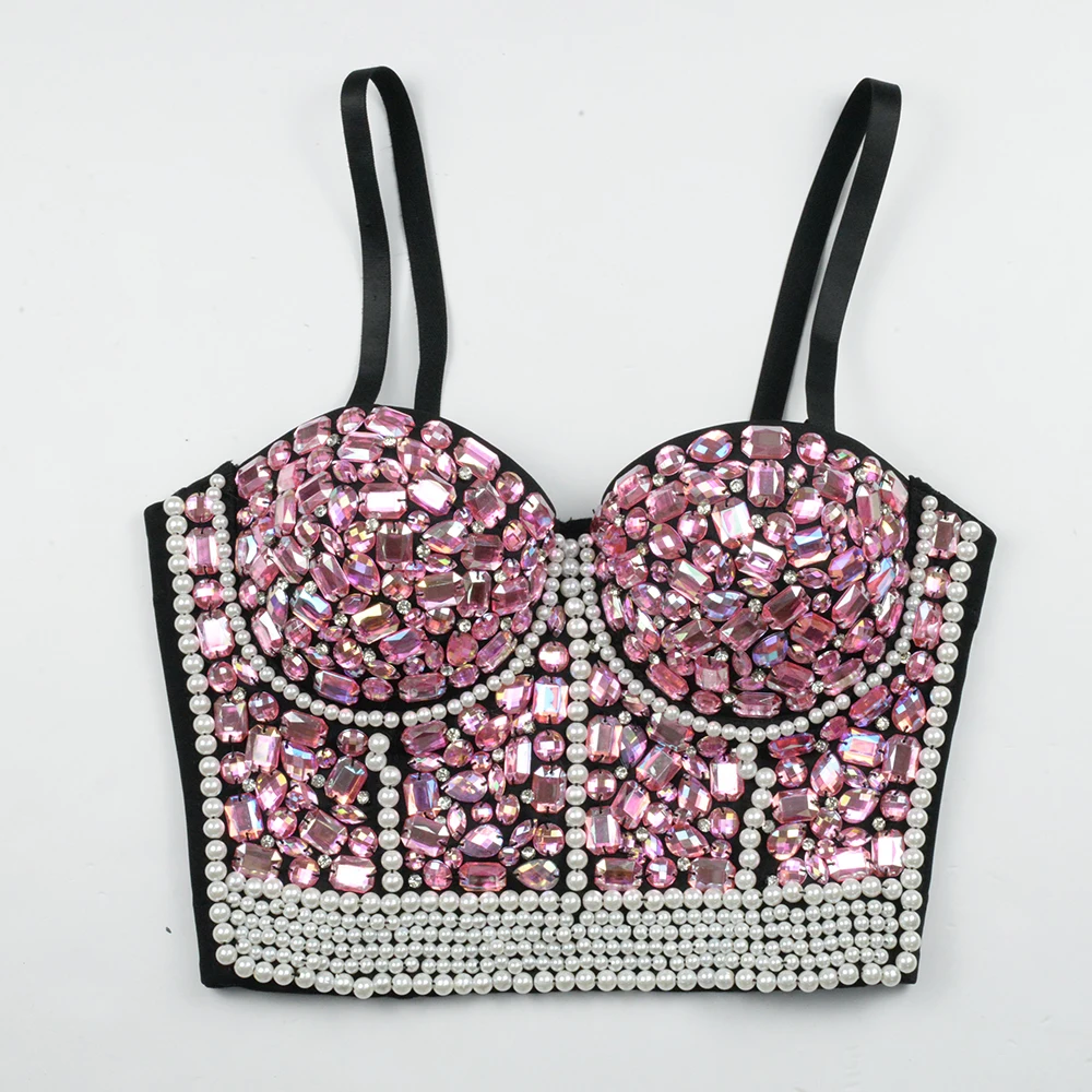 

Топ женский летний без бретелек, без рукавов, с бусинами, 2020